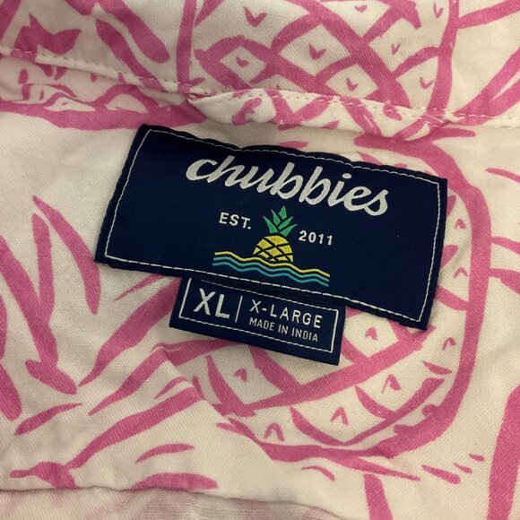 Chubbies Hawaiian Shirt XL White Lavender Pineapple Print Button Front Short Sle - Picture 9 of 9